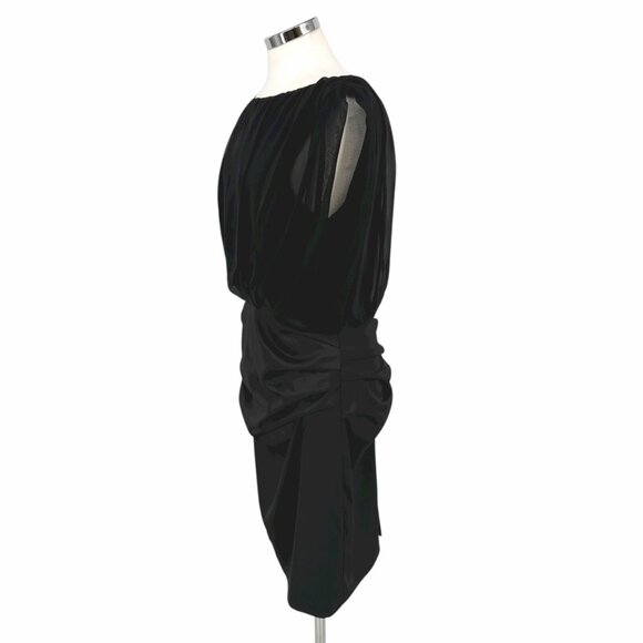 Saks Fifth Avenue Black Silk Blend Ruched Sleeveless Party Dress Size 12 - Picture 6 of 13